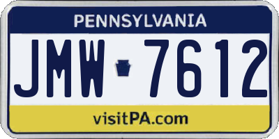 PA license plate JMW7612