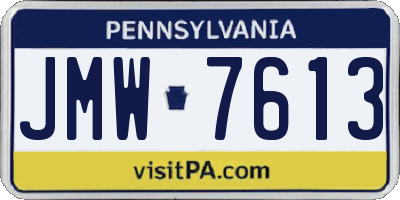 PA license plate JMW7613