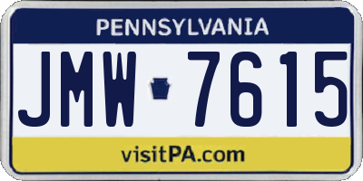 PA license plate JMW7615