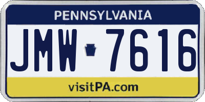 PA license plate JMW7616