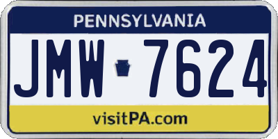 PA license plate JMW7624
