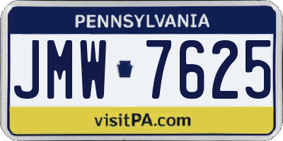 PA license plate JMW7625