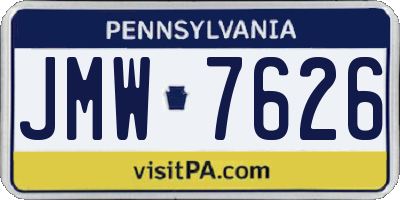 PA license plate JMW7626