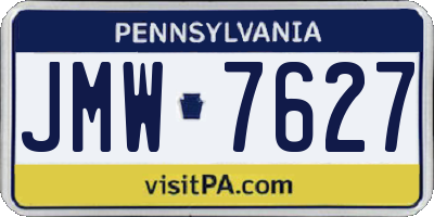 PA license plate JMW7627