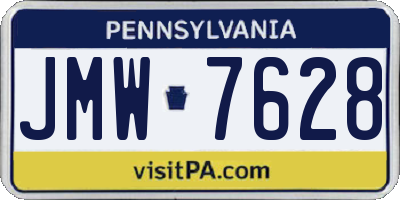 PA license plate JMW7628