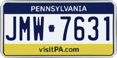 PA license plate JMW7631