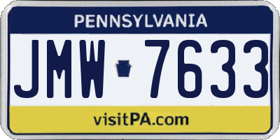 PA license plate JMW7633