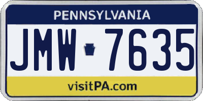 PA license plate JMW7635