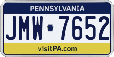 PA license plate JMW7652