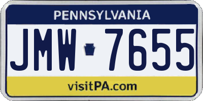 PA license plate JMW7655