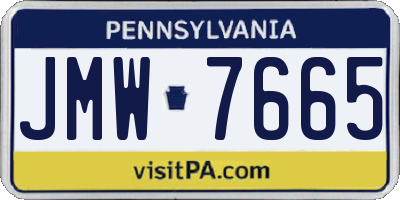 PA license plate JMW7665