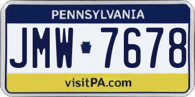 PA license plate JMW7678