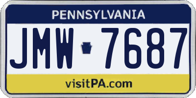 PA license plate JMW7687