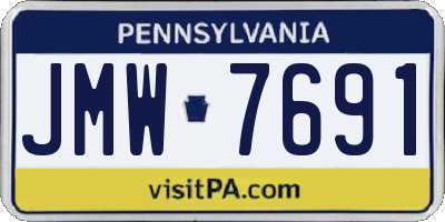 PA license plate JMW7691