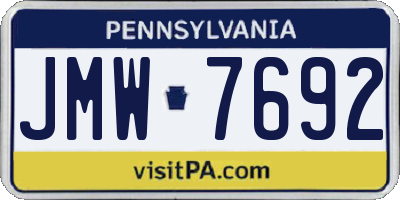 PA license plate JMW7692
