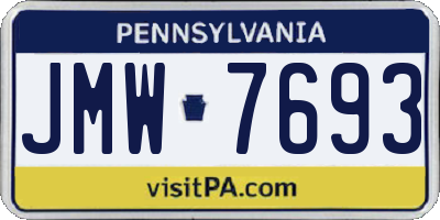PA license plate JMW7693