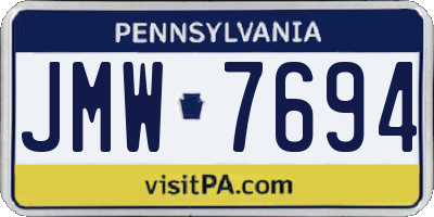 PA license plate JMW7694