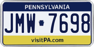 PA license plate JMW7698