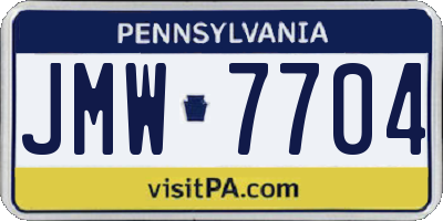 PA license plate JMW7704