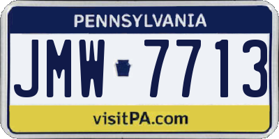 PA license plate JMW7713