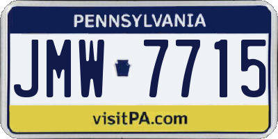 PA license plate JMW7715
