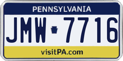 PA license plate JMW7716