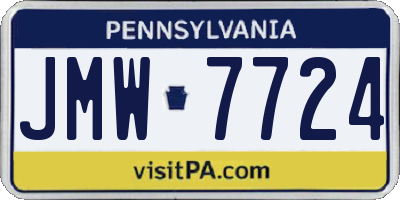 PA license plate JMW7724