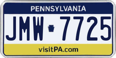 PA license plate JMW7725