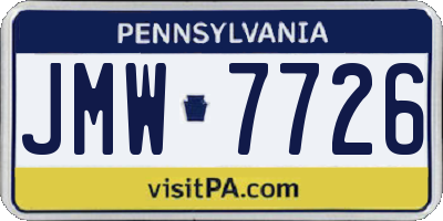 PA license plate JMW7726