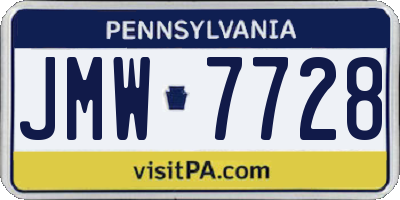 PA license plate JMW7728
