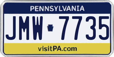PA license plate JMW7735