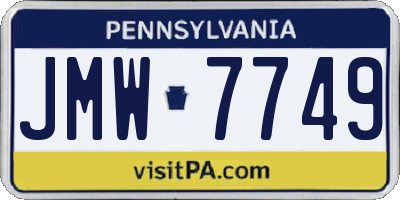 PA license plate JMW7749