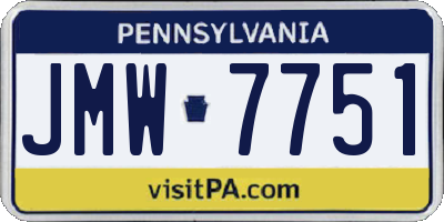 PA license plate JMW7751