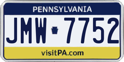 PA license plate JMW7752