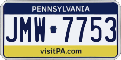 PA license plate JMW7753