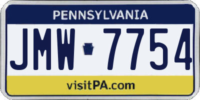 PA license plate JMW7754