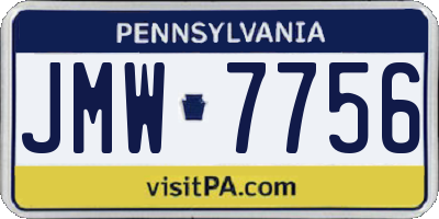 PA license plate JMW7756