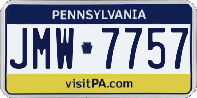 PA license plate JMW7757