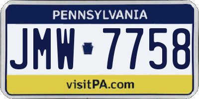 PA license plate JMW7758