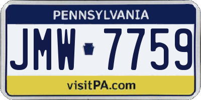 PA license plate JMW7759