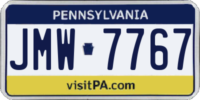 PA license plate JMW7767