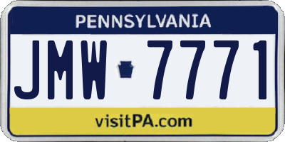 PA license plate JMW7771