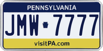PA license plate JMW7777