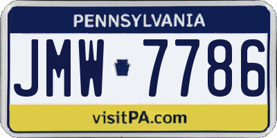 PA license plate JMW7786
