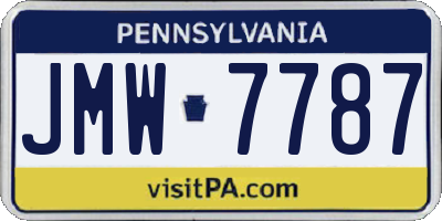 PA license plate JMW7787