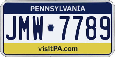 PA license plate JMW7789