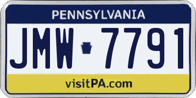 PA license plate JMW7791