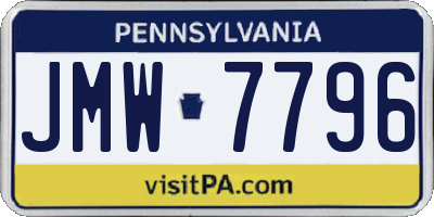 PA license plate JMW7796