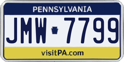 PA license plate JMW7799