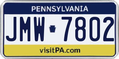 PA license plate JMW7802